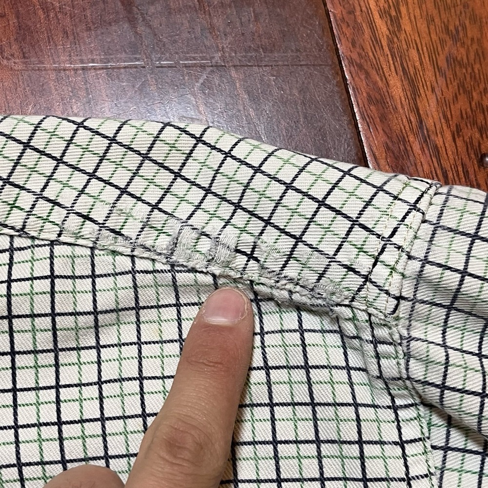 Cinch WRX FR Shirt Mens Large Green Blue White Plaid Check Western Work FLAW* - Picture 6 of 12